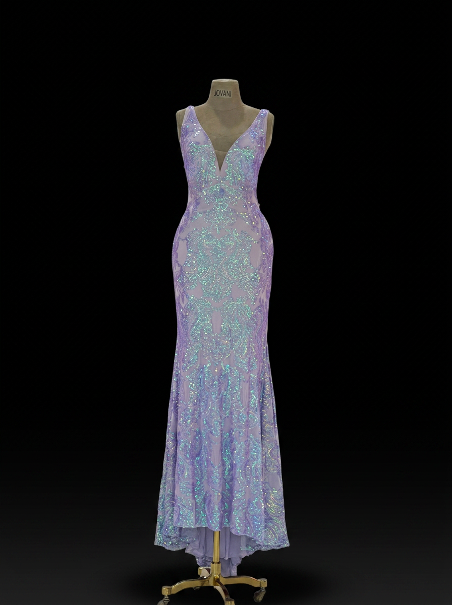 Lavender Iridescent Sequin Gown