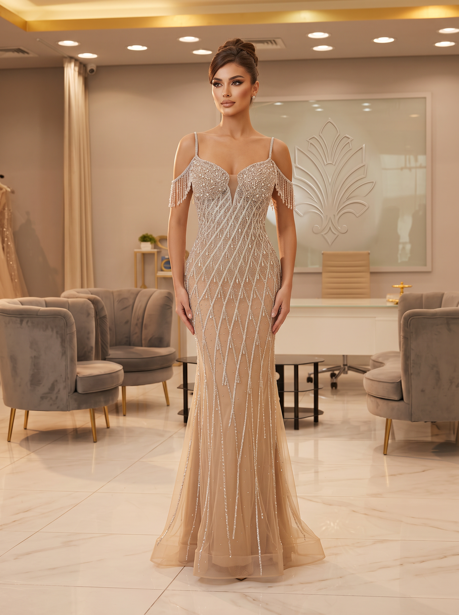 Champagne Crystal Fringe — view 1