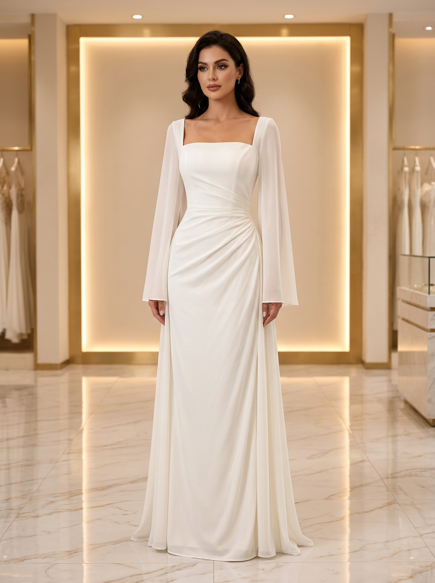 Ivory Cape Sleeve Gown — view 1