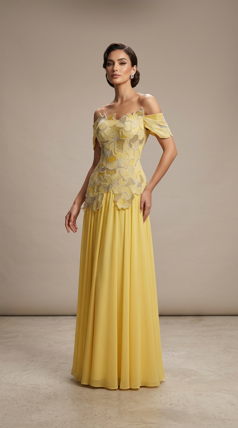 Golden Leaf Beaded Gown — view 1