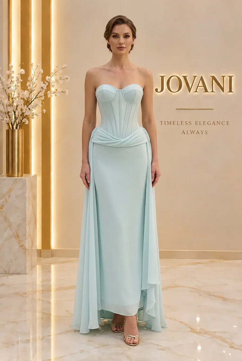Ice Blue Corset Drape Gown — view 1