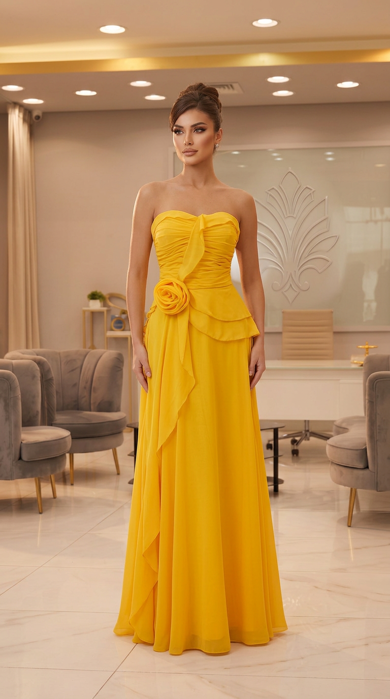 Marigold Rosette Drape Gown — view 1