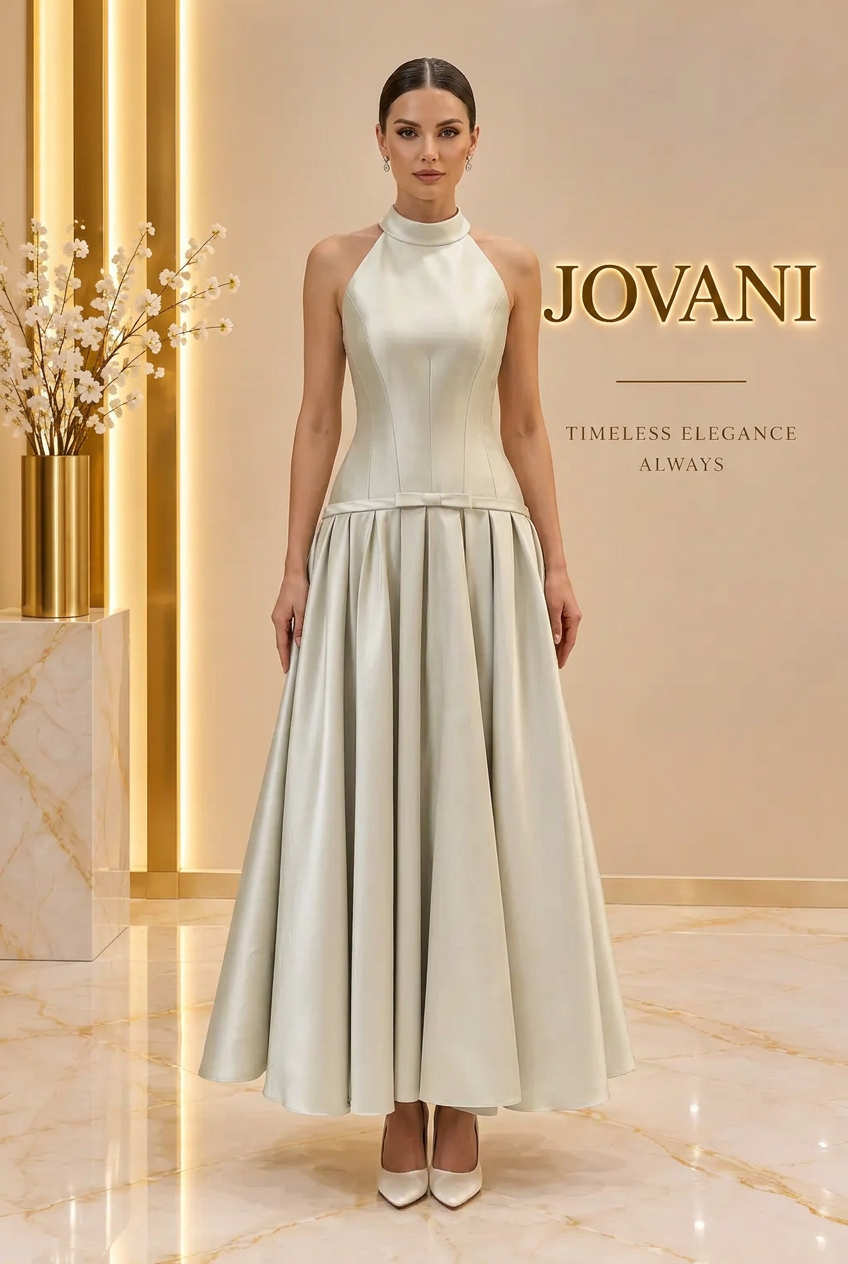 Pearl Satin Halter Ballgown — view 1