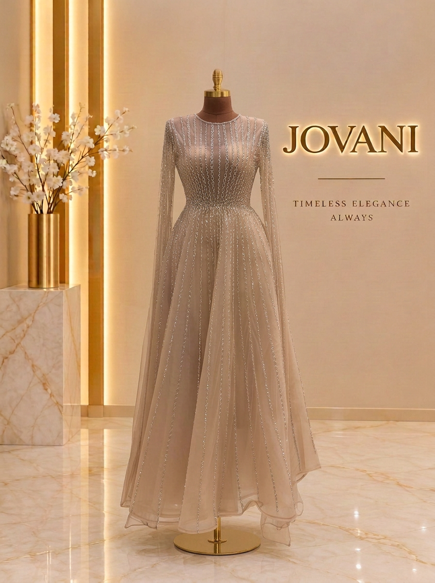 Nude Glitter Stripe Gown