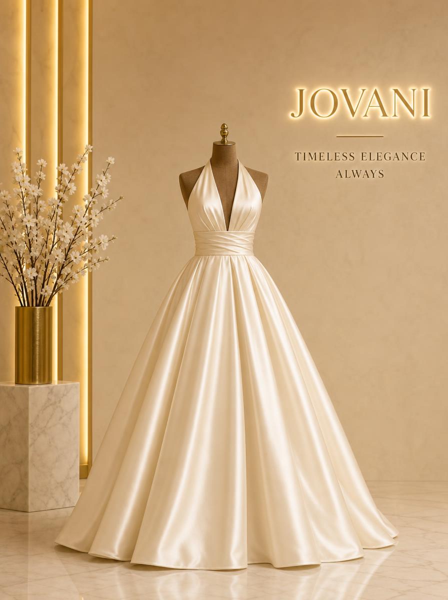 Pearl Satin Halter Ballgown