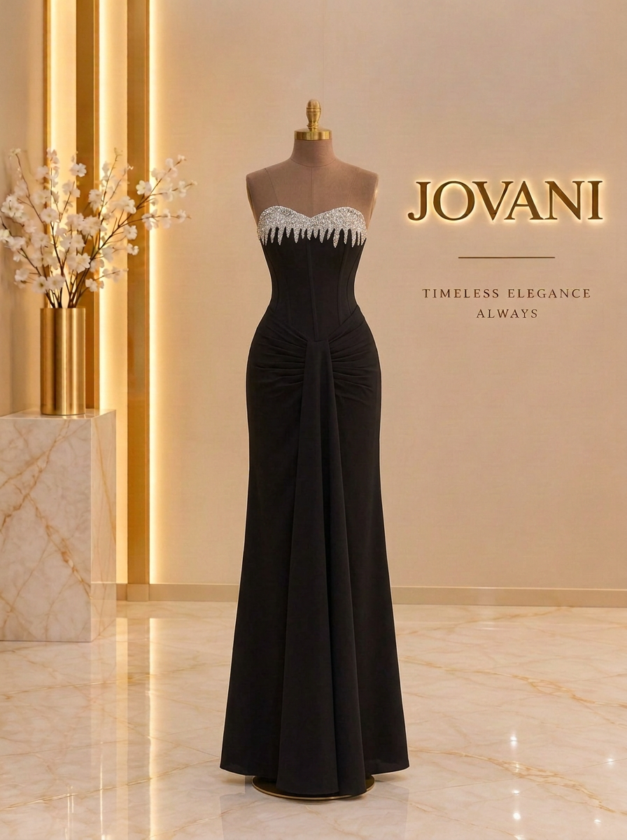 Black Crystal Drip Gown