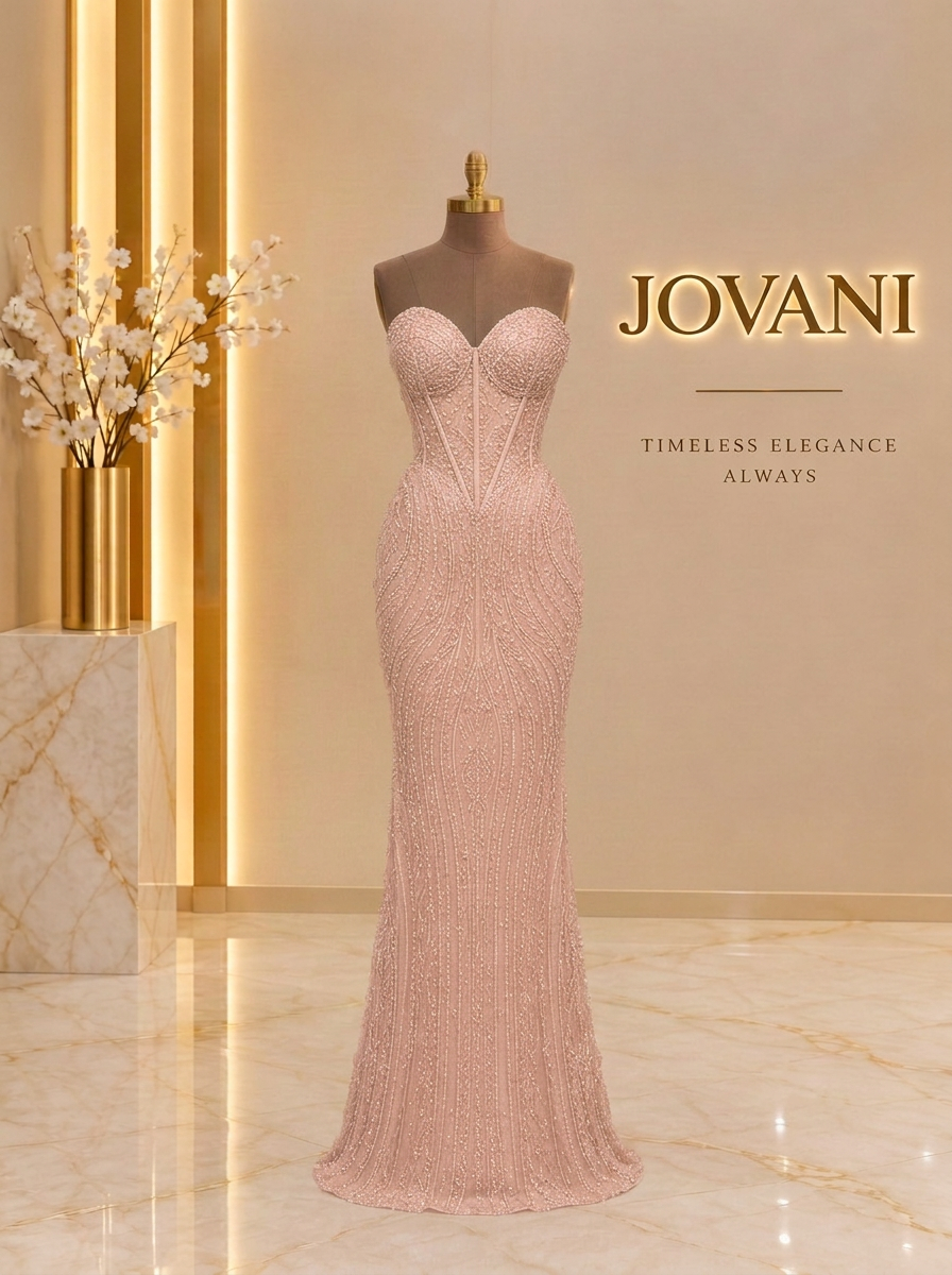 Blush Beaded Corset Gown