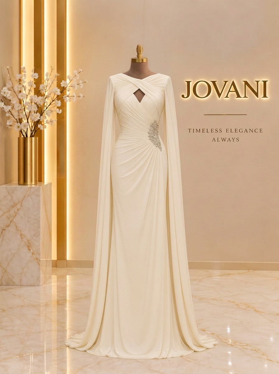 Ivory Cape Sleeve Gown