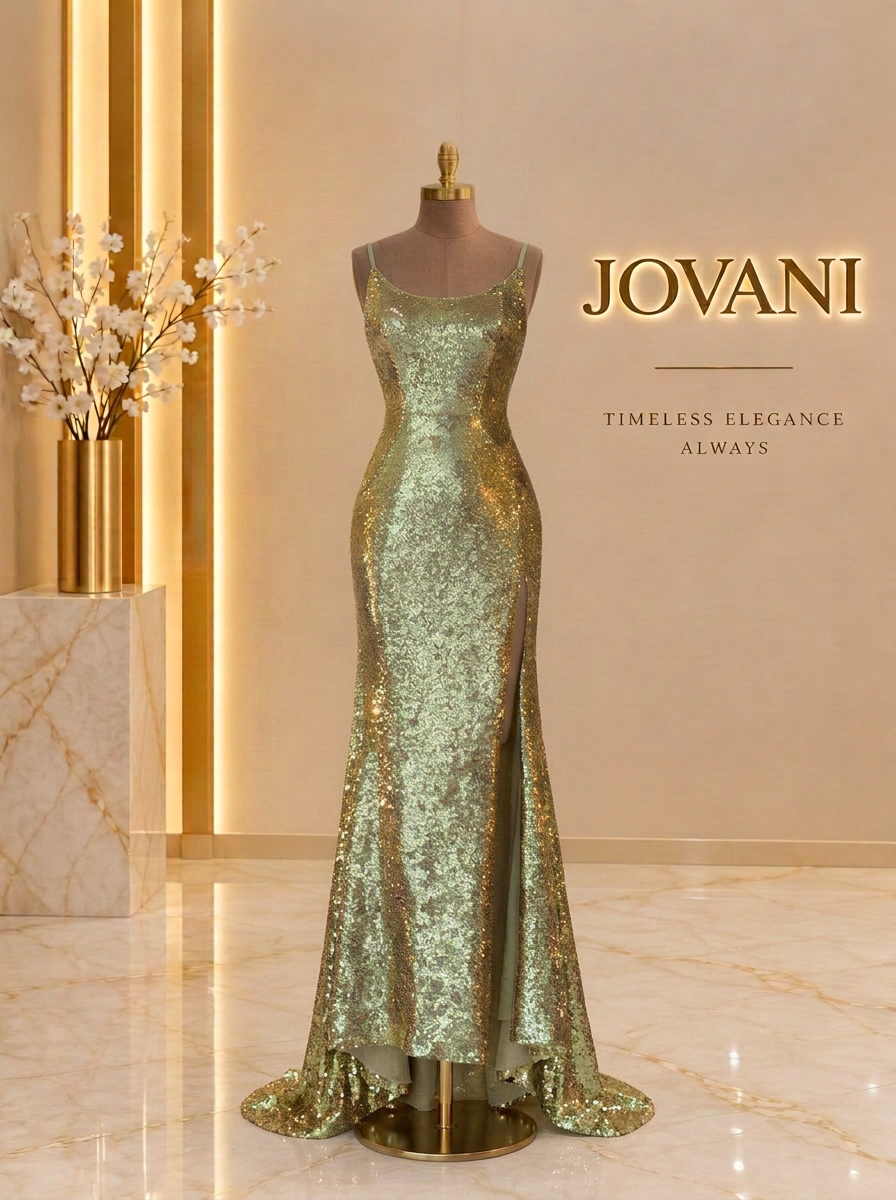 Liquid Gold Slit Gown