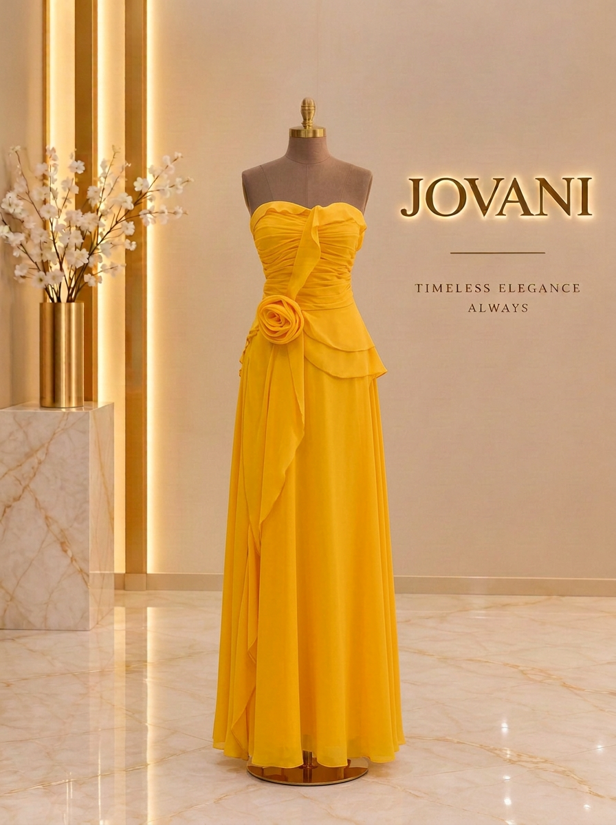 Marigold Rosette Drape Gown