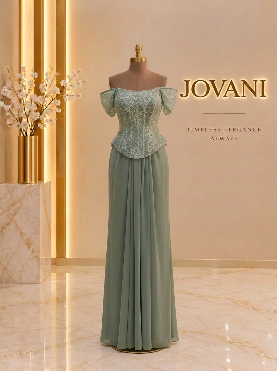 Sage Sparkle Corset Gown